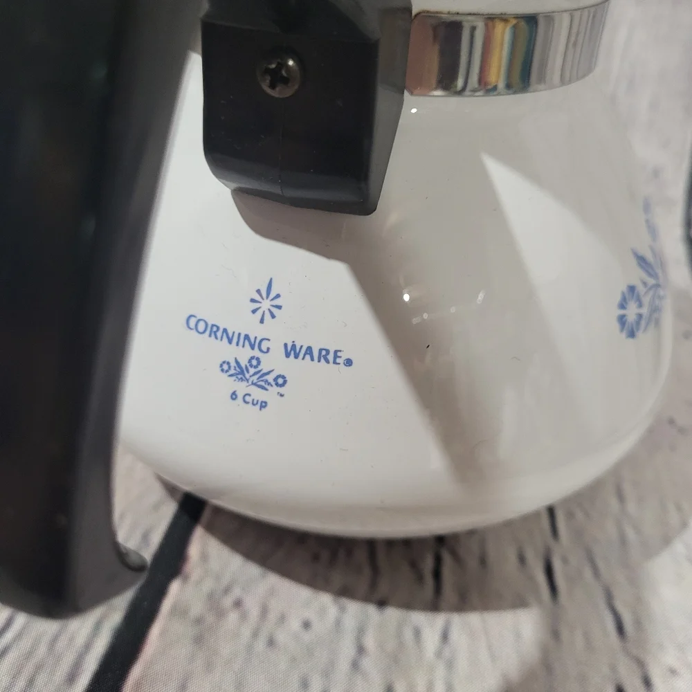 Vintage CorningWare White and Blue Floral Coffee Pot